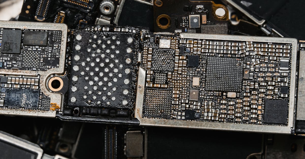 Detailed image of electronic circuit board components, showcasing intricate engineering.